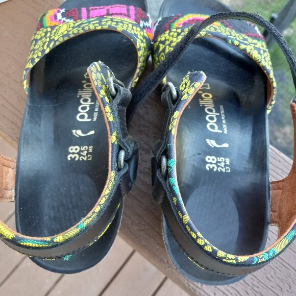 Birkenstock Papillio Eve Pap Texture Black Multi Color Wedge Sz 38 US 7 - 7.5 - Picture 10 of 16